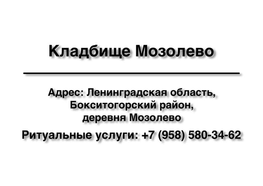 Кладбище в районе дер. Мозолево (Бокситогорский район)  заказать ритуальные услуги